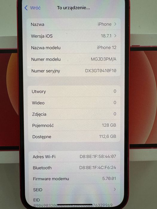 iPhone 12,128gb czerwony