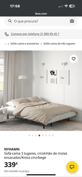 Sofa cama de 3 lugares sem capa exterior, preço negociavel
