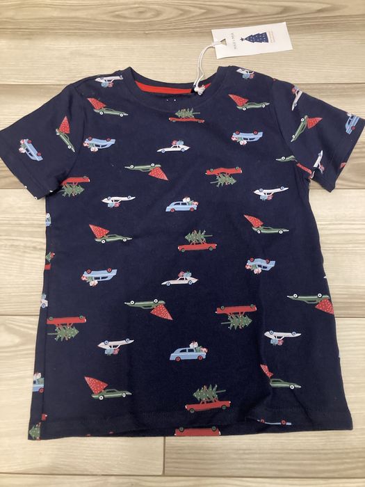 T-shirt koszulka Święta Gwiazdka świąteczny r.116 granatowy w auta