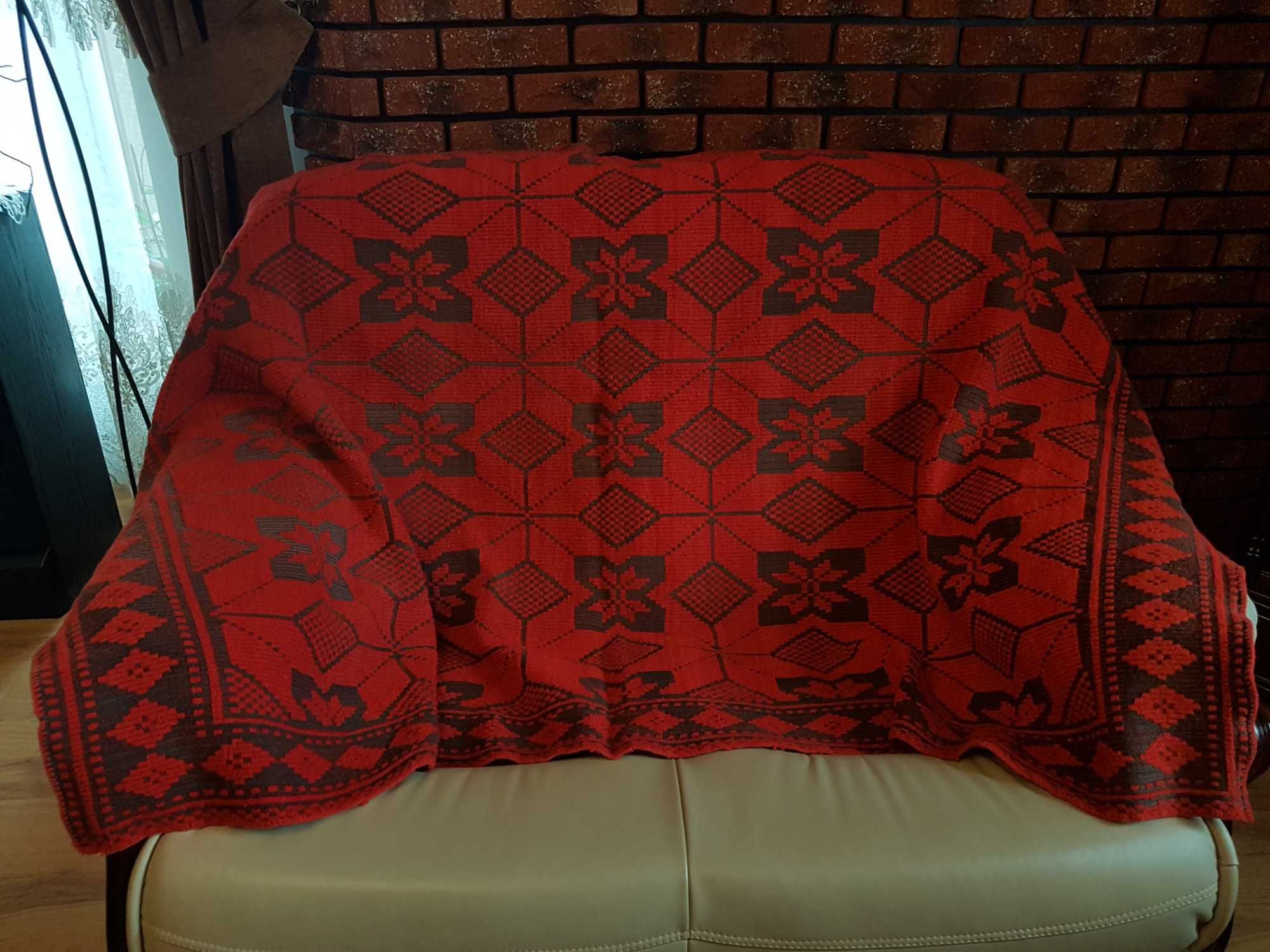 Narzuta z wełny owczej 100% tkana na krosnach 120x190 cepelia retro 2