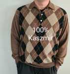 Sweter w romby 100% Kaszmir. Rozmiar L / XL. Brązowy Czarny Beżowy