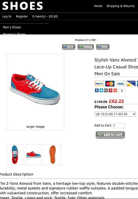 Buty trampki męskie Vans oryginalne nowe rozm 44.5 Długość wkładki 28.