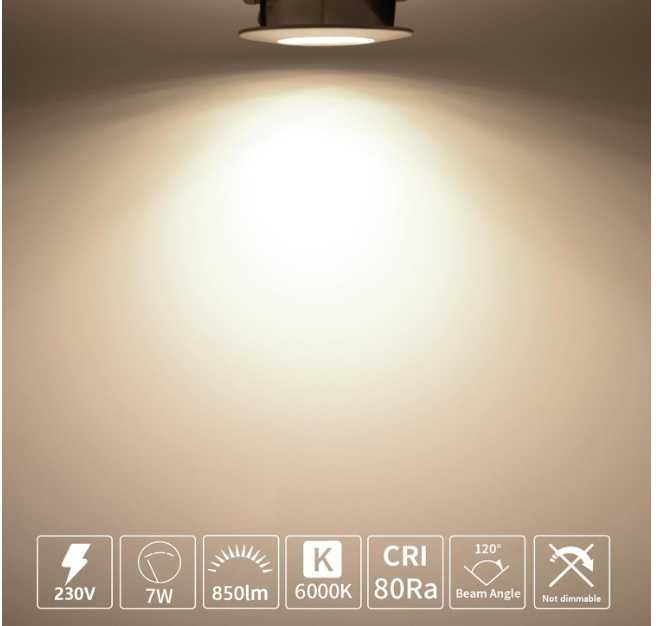 HiBay Reflektor LED 10 szt 7W Płaski reflektor wpuszczany LED IP44
