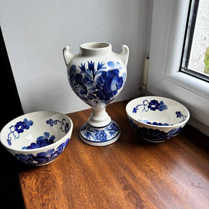 Wazon+ Miseczki Fajans Włocławek/ Koło PRL