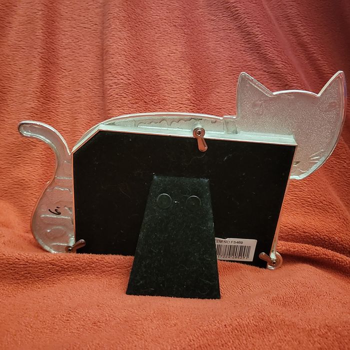 Ramka na zdjęcie z kotem, metalowa, ozdobna, unikat