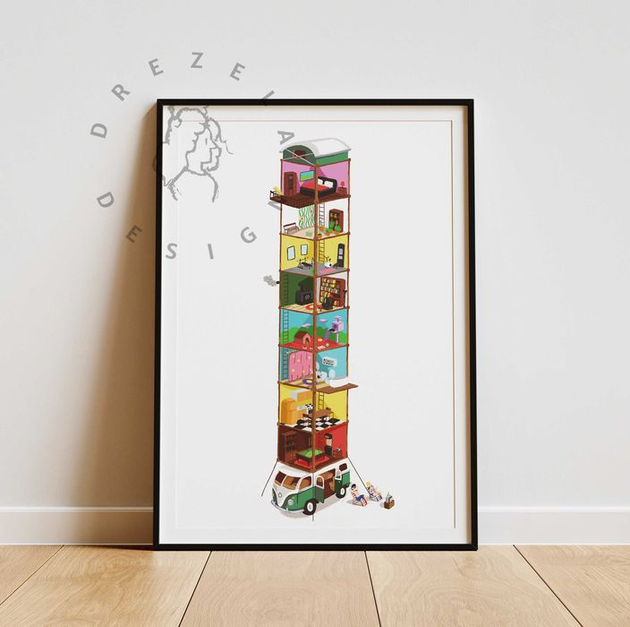 plakat "dom" VOLSKWAGEN T1 różnie rozmiary - drezeladesign