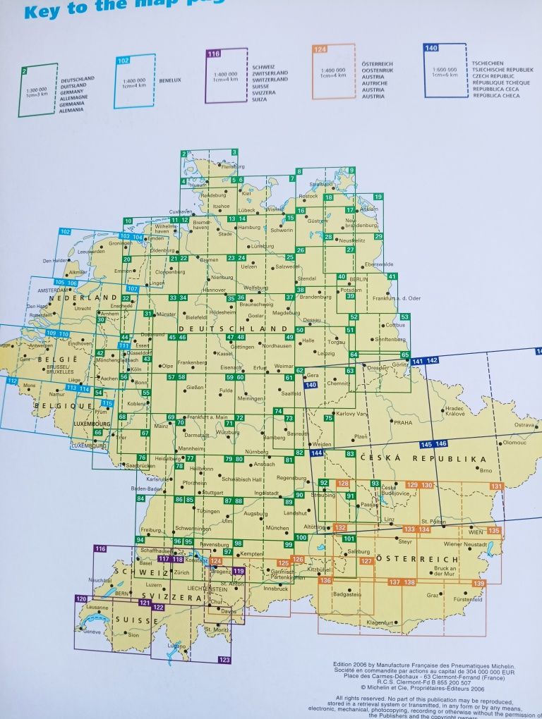 Atlas samochodowy Niemcy Austria Czechy Szwajcaria Benelux