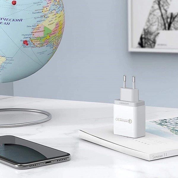 Ugreen CD122 szybka ładowarka sieciowa Quick Charge 3.0/18W 3A USB bia