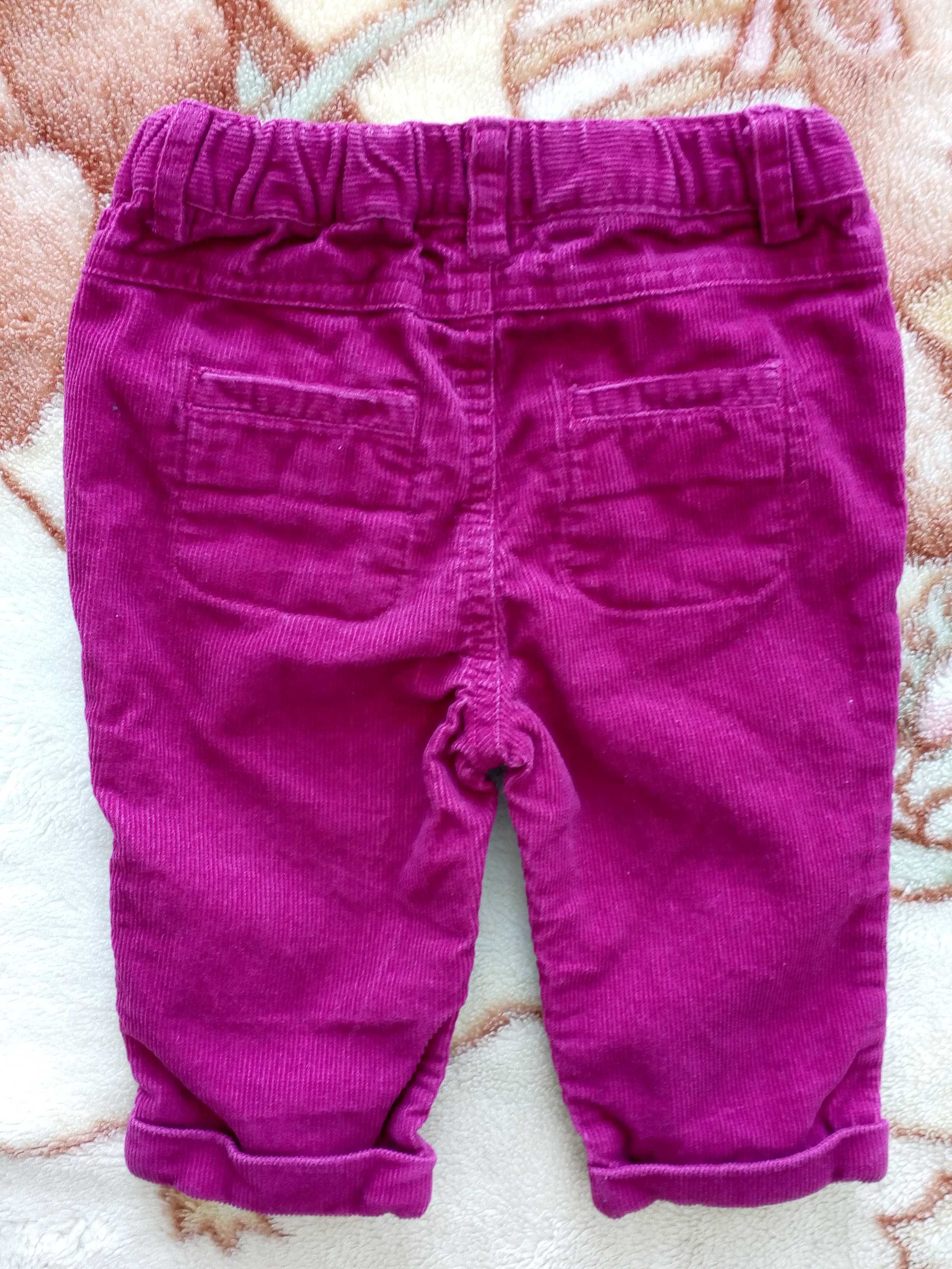 Różowe spodnie sztruksowe ok. 62 - 68 kieszenie sztruksy jak nowe