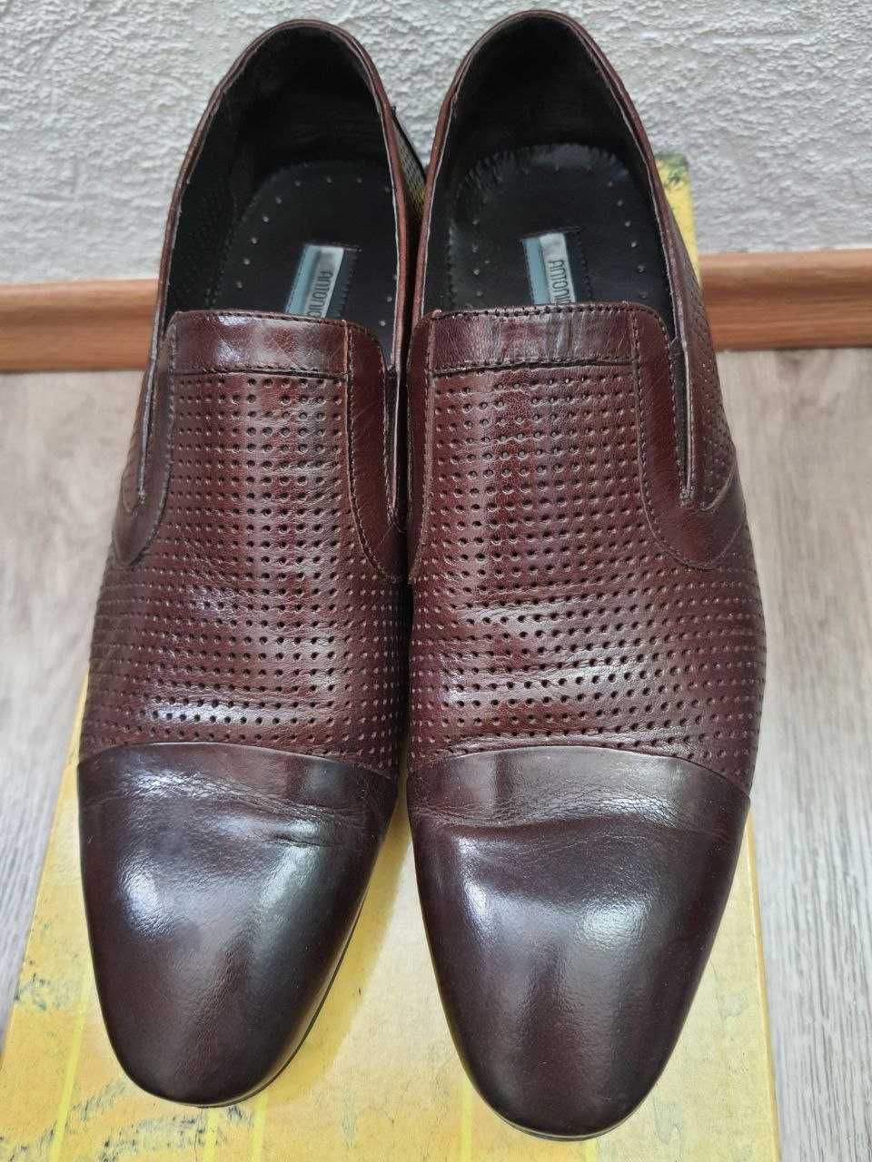 Мужские классические туфли летние ANTONIO BIAGGI коричневые кожа 27см