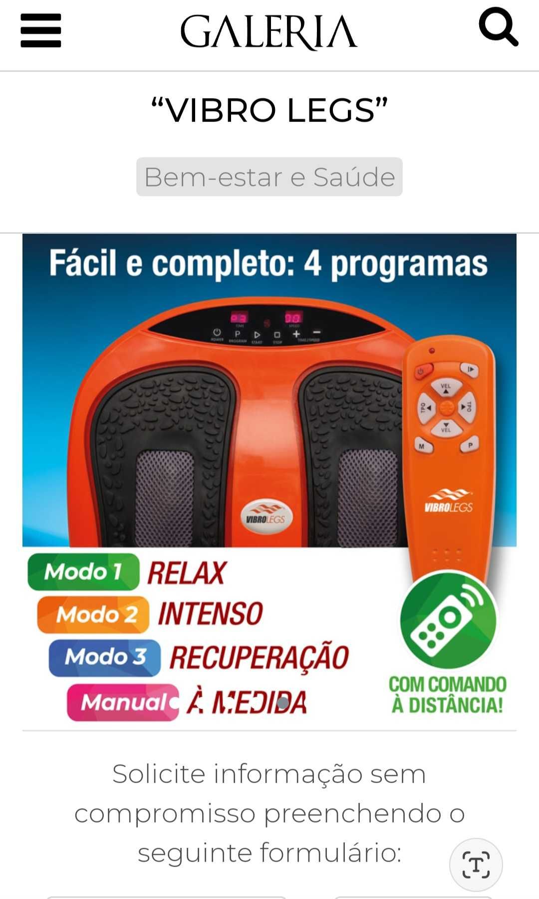 Massagador de pés "VIBRO LEGS" VENDIDO NA TV (novo)