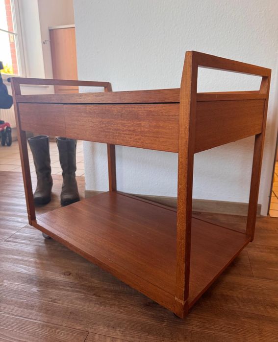 Maly Barek na kolkach z drewna tekowego Design Vintage