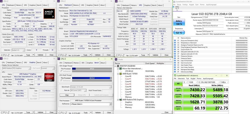 PC GAMING Ryzen 7 9700X/ MSI B850/ DDR5 32 GB/ EQ790 2 TB