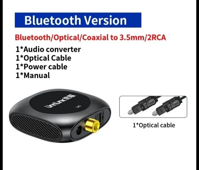 Цифро-аналоговый преобразователь 192 КГц, Bluetooth 5.0 Toslink, RCA,