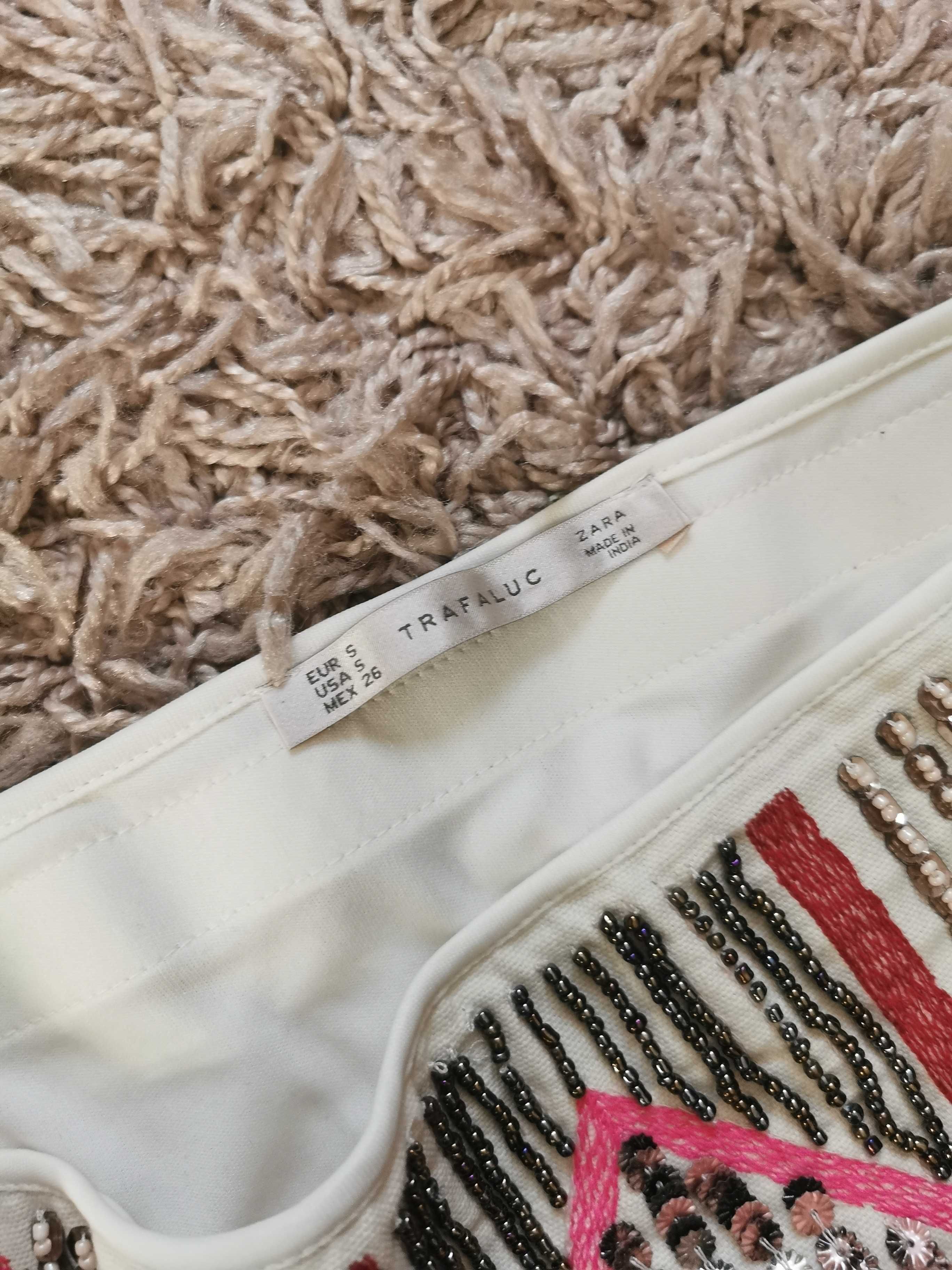 Spódnica mini spódniczka cekini koraliki boho XS S 34 36 zara