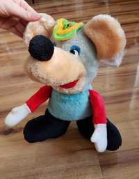 Pluszowa mysz w czapce pluszak zabawka maskotka vintage