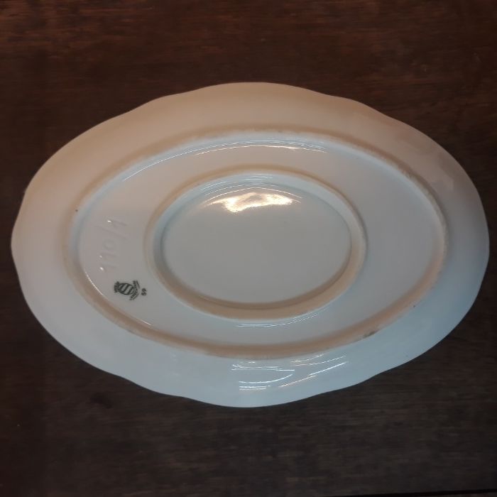 Sosjerka porcelanowa Langenthal Swiss biała złocenia