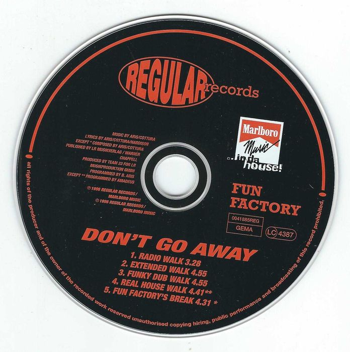 Maxi CD Fun Factory - Don't Go Away (1996) (Regural Records)
