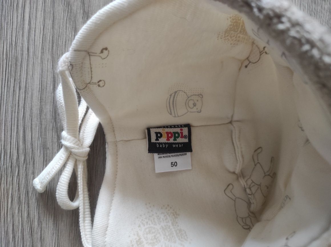 Pippi, Czapka zimowa 100% bawełna, rozm. 50 + rajtuzy gratis