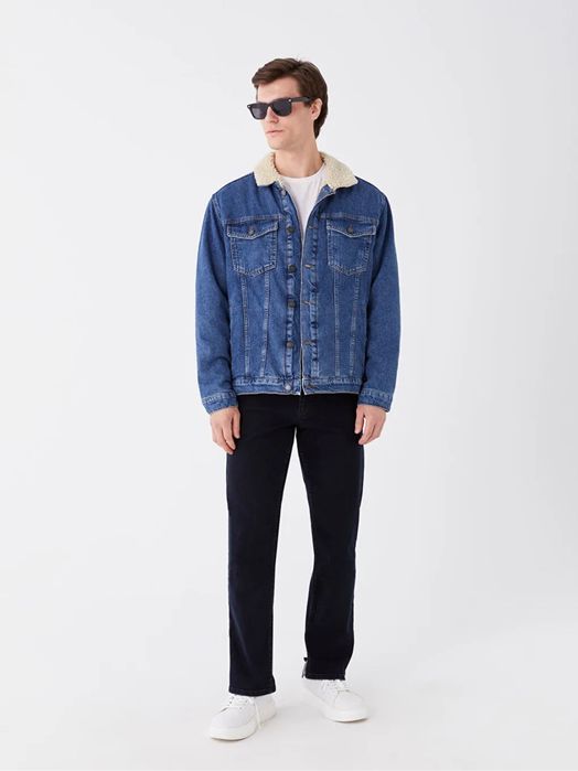 Чоловіча джинсова куртка зі штучним хутром