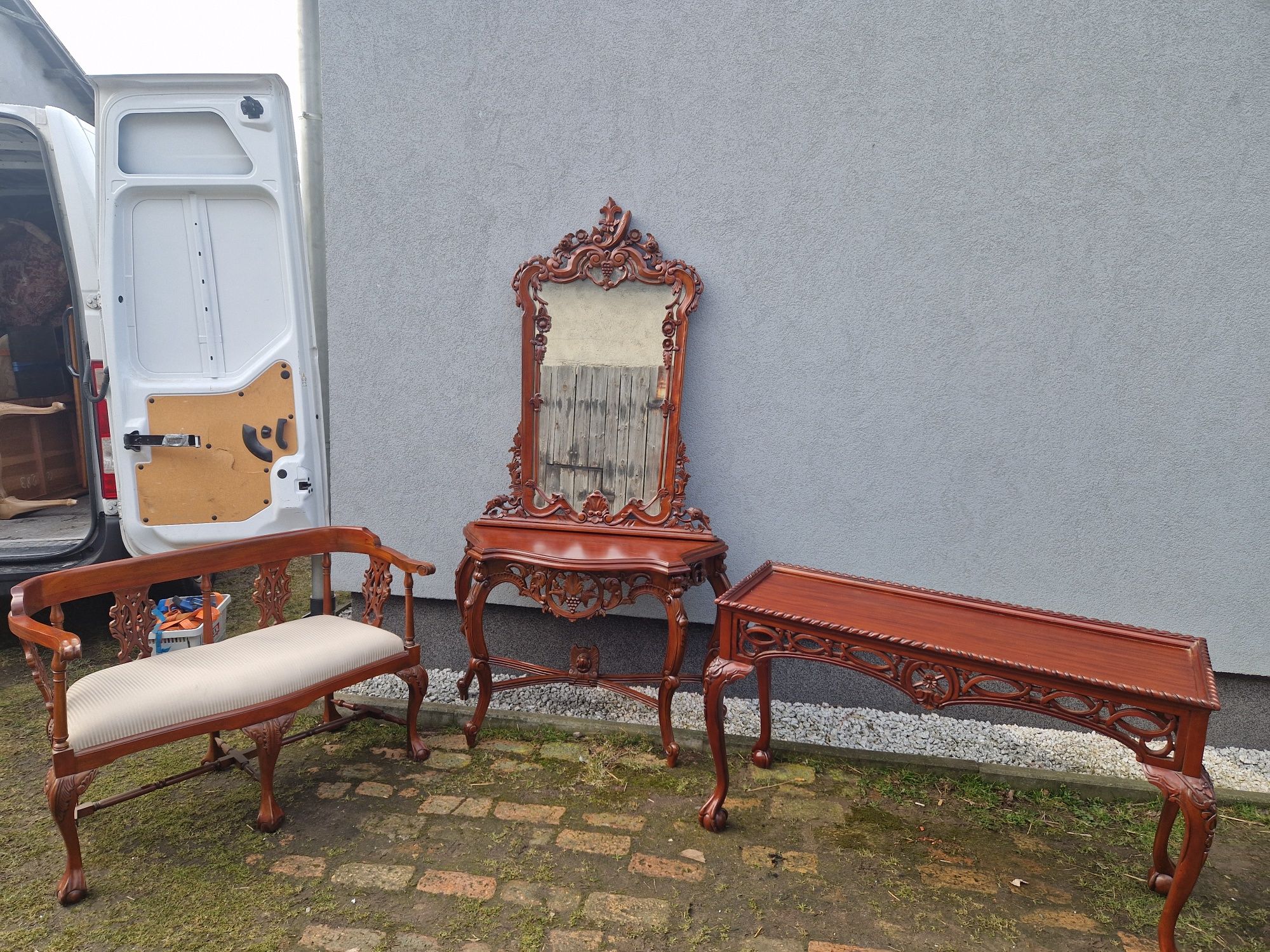 Stylowa konsola z lustrem / Chippendale