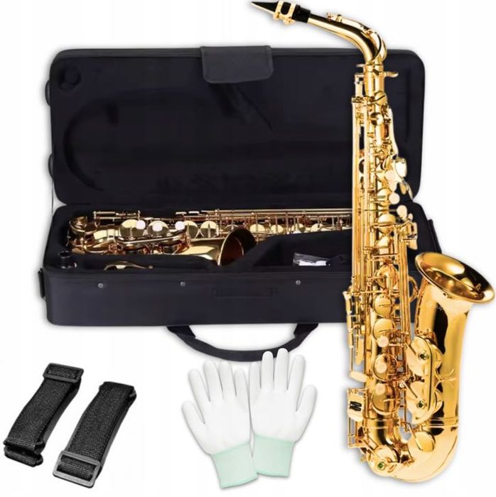 Saksofon altowy mosiężny saxofon ZESTAW + dodatki