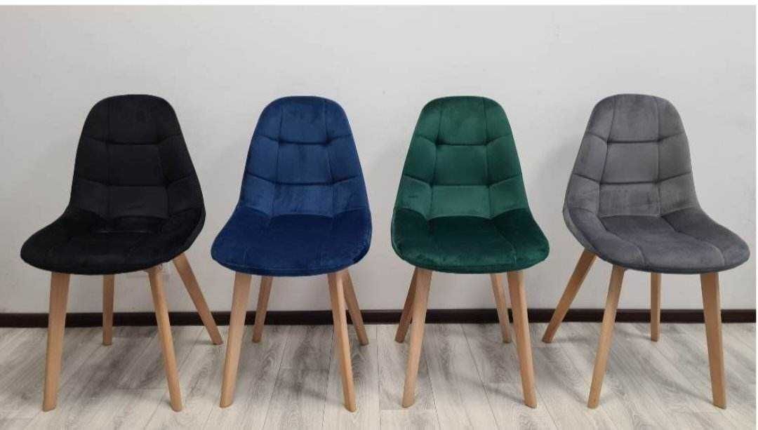 Piękne nowoczesne welurowe krzesła skandynawskie KOLORY