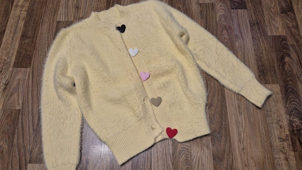 Kardigan sweter S/M nowy masełko serduszka h&m zara