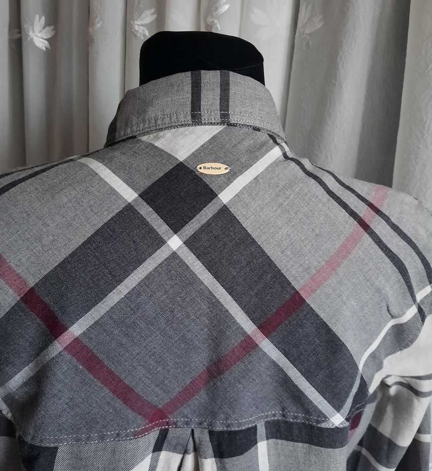 Barbour idealna oryginał logowana krata koszula tunika szara XS S S/M