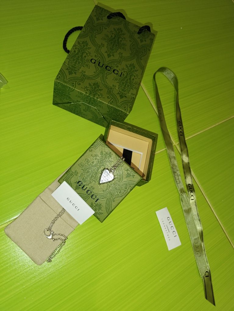 Кулон у формі серця Gucci / Цепочка Серце Гуччі