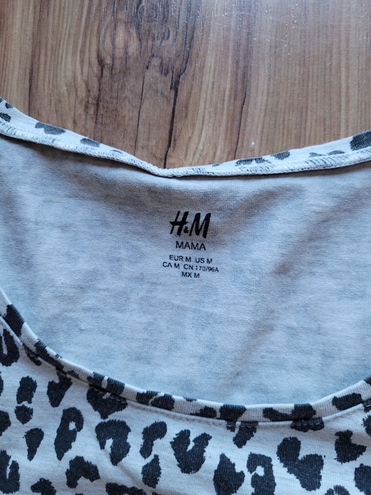 Cienka bluzka ciążowa, rekaw do łokcia, cętki M h&m mama