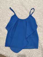 Top de tecido fresco azul