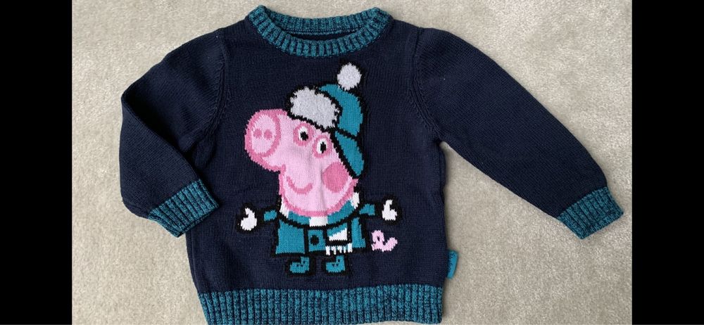 92 peppa świnka george sweter święta cool sweterek granat bluza sesja