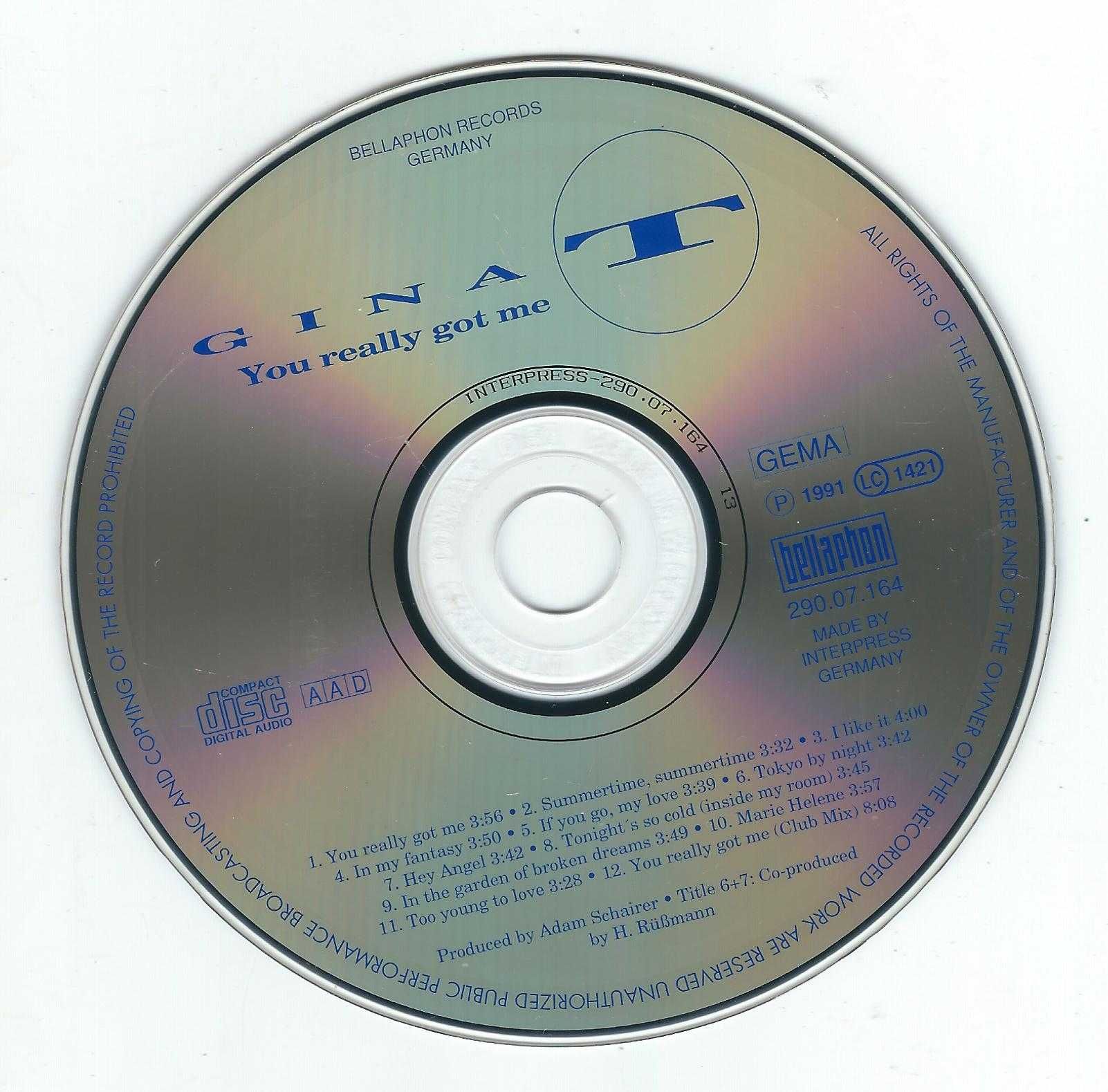 CD Gina T. - You Really Got Me (1991) (Bellaphon)