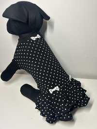 Ubranko sukienka w groszki dla psa typu york Maltanczyk XS S M