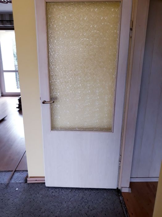 Drzwi skrzydło drzwiowe z szybą szkło ornamentowe szklaną mozajka dobr