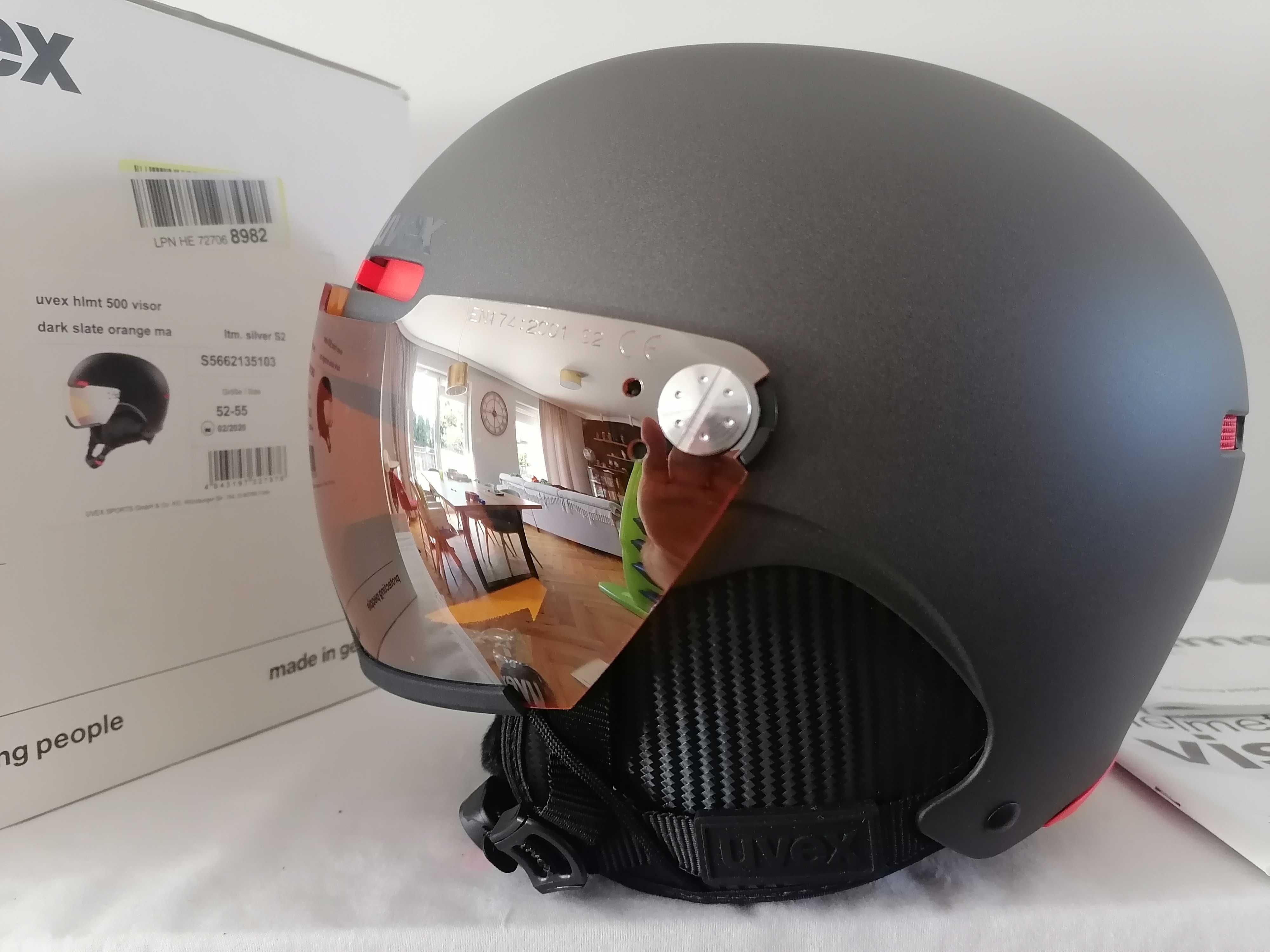 Kask narciarski Uvex Hlmt 500 Visor Dark Slate Orange Mat S 52-55cm