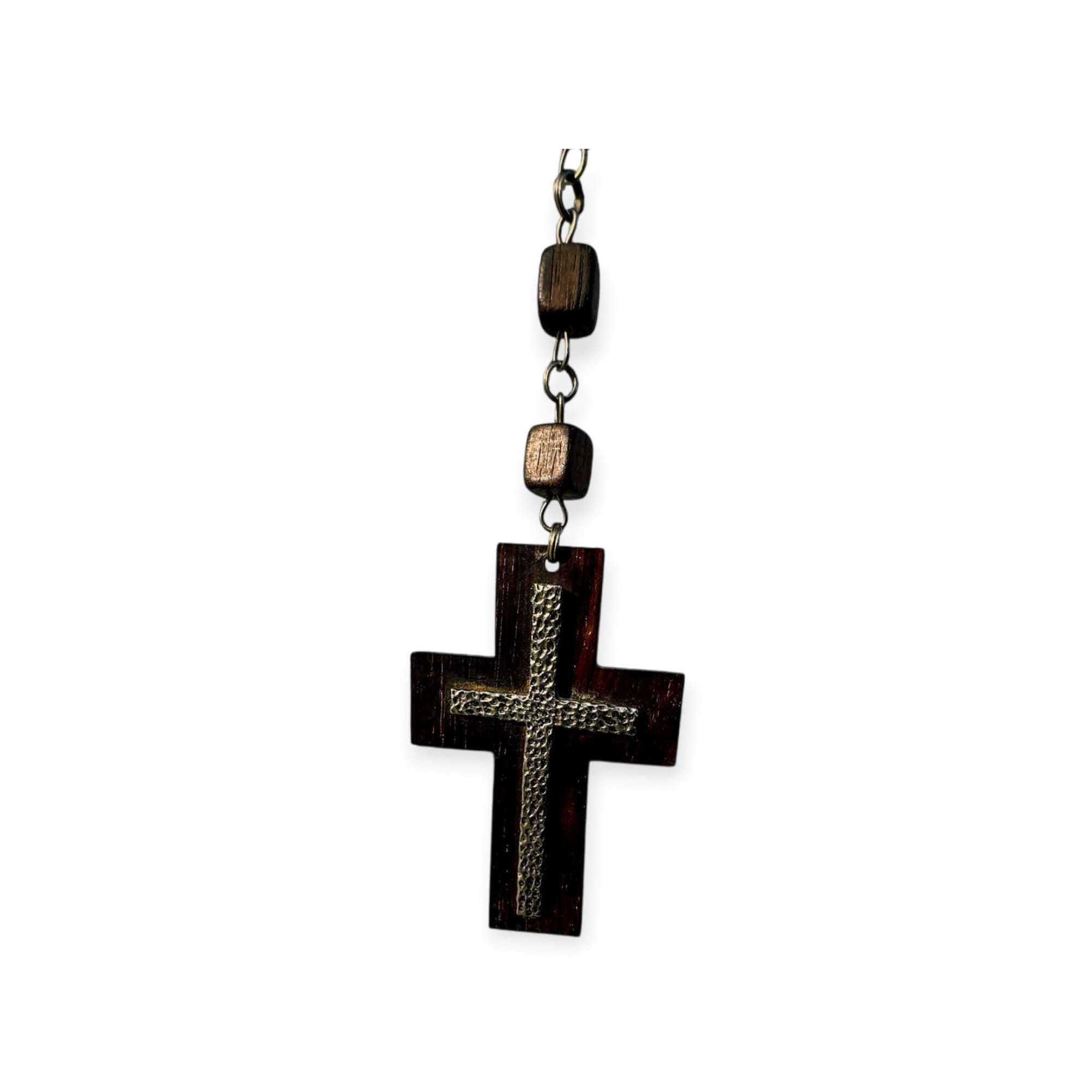 Terço Antigo em Madeira e Metal • Coleção Religiosa • Vintage