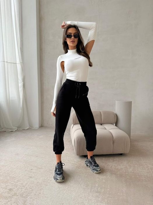 Spodnie damskie LaManuel Bussin XS S M L czarne biale beżowe