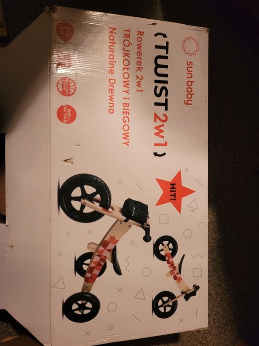 Sun baby twist 2w1 rowerek drewniany biegowy trójkołowy piankowe kółka