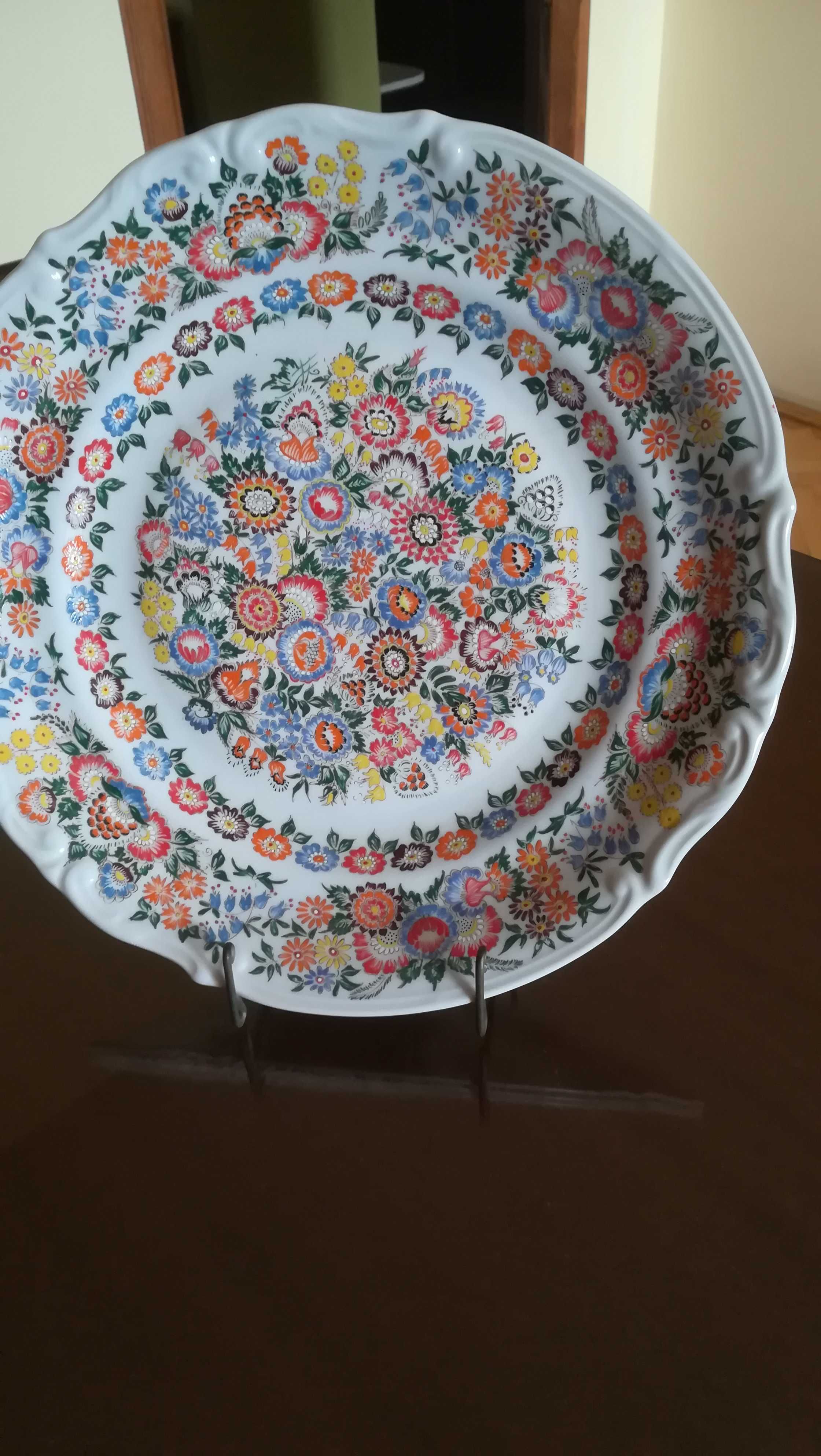 Półmisek okrągły średnica 31cm porcelana Opole ręcznie malowana 1977