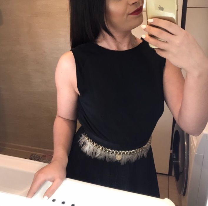 Sukienka czarna mini pióra Elisabetta Franchi Celyn B.