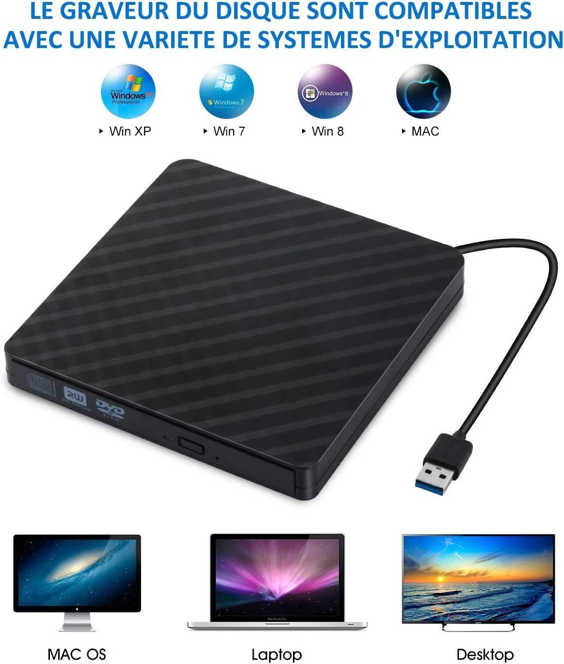 Napęd DVD Ultra thin external combo z DVD zewnętrzna CB31005 czarny