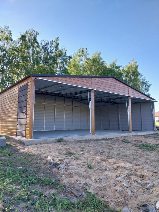 Garaż blaszany blaszak nowoczesny wygląd konstrukcja profil zamknięty