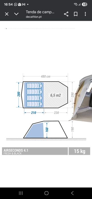 Tenda 4 pessoas insuflável air seconds
