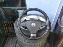 KIEROWNICA 3 RAMIENNA SKÓRA SKÓRZANA MULTIFUNKCJA CHROM VW TIGUAN PASSAT B6 SIROCCO CADDY GOLF 5 TOURAN EOS T5 T6 SHARAN WYSYŁKA !!!