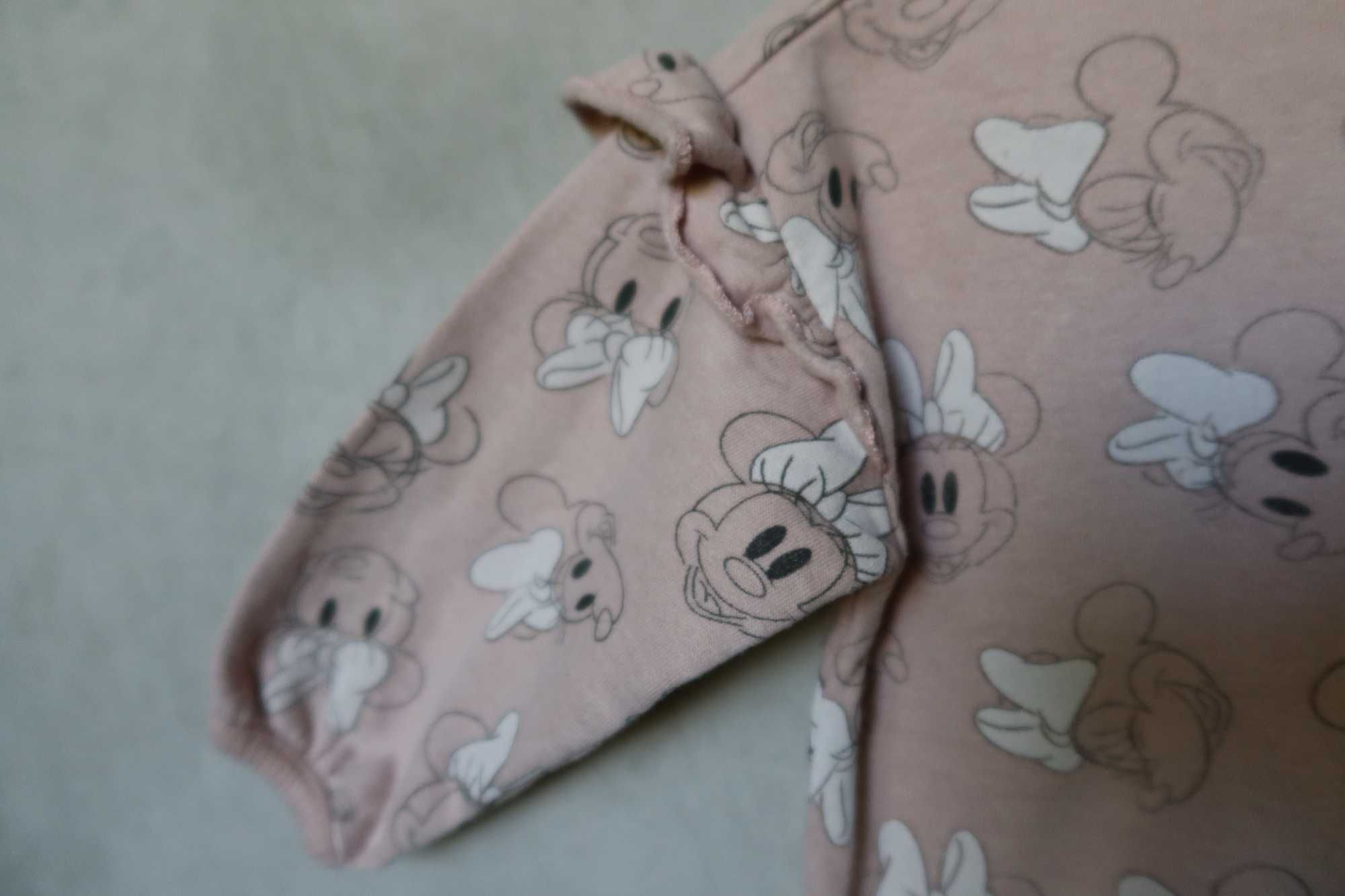 Bluza 68 CUBUS pudrowy róż Mickey Minnie Myszka WYPRAWKA falbanki