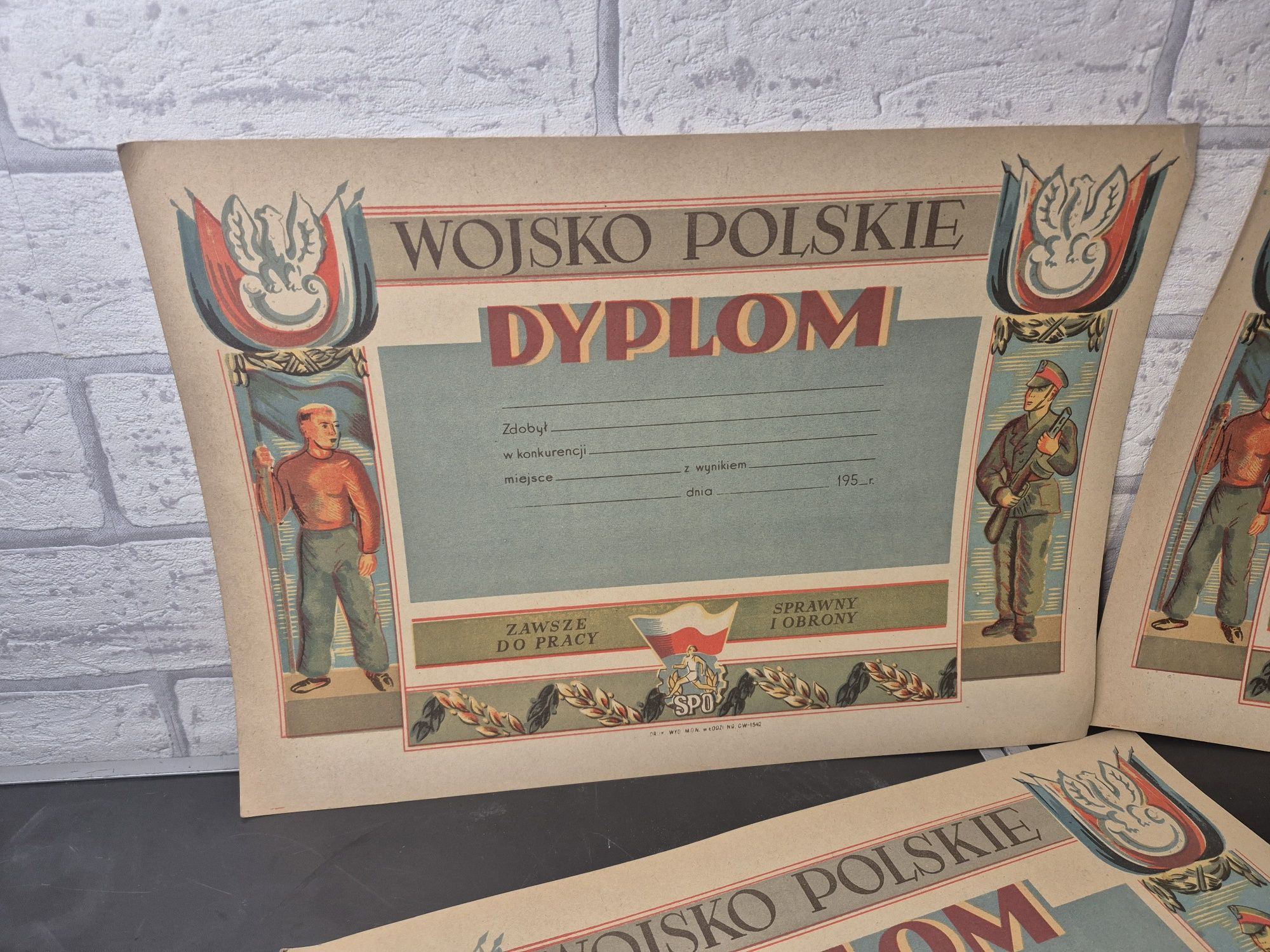Dyplom wojskowy lata 50te- antyki, militaria, starocie
