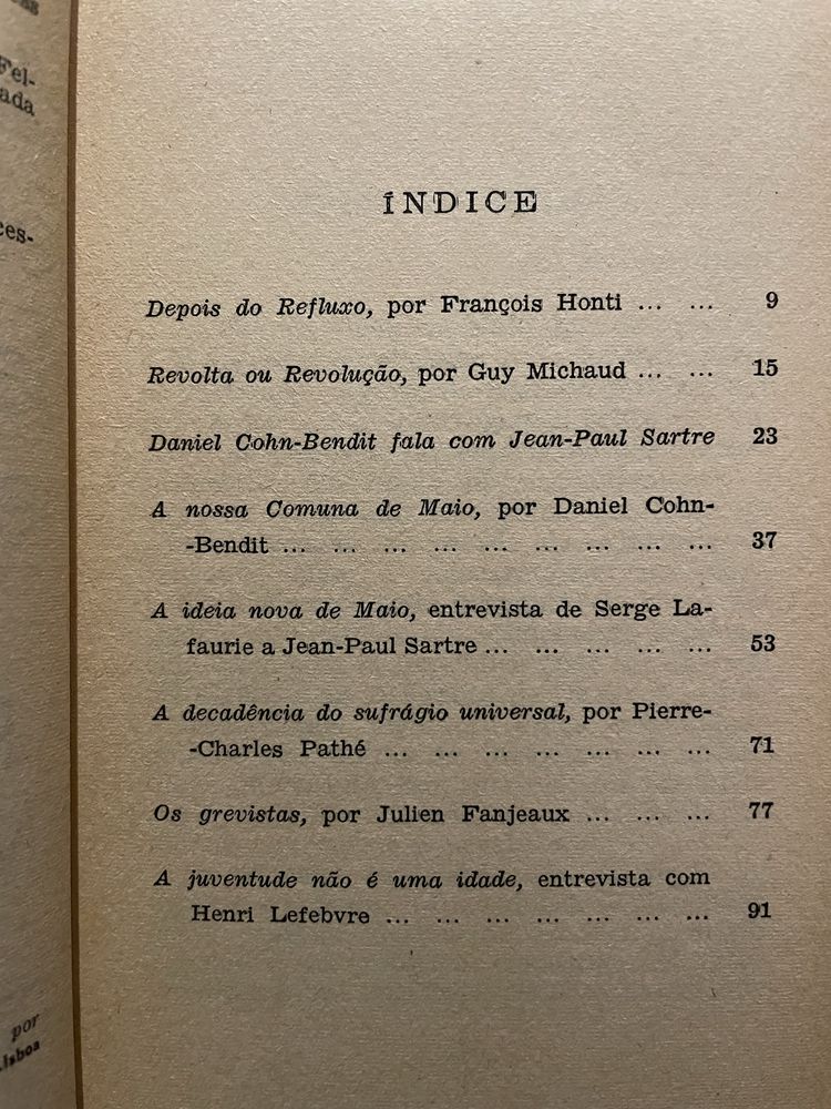 Sartre, Cohn-Bendit, Lefebvre - A Revolta de Maio em França (ed. 1968)
