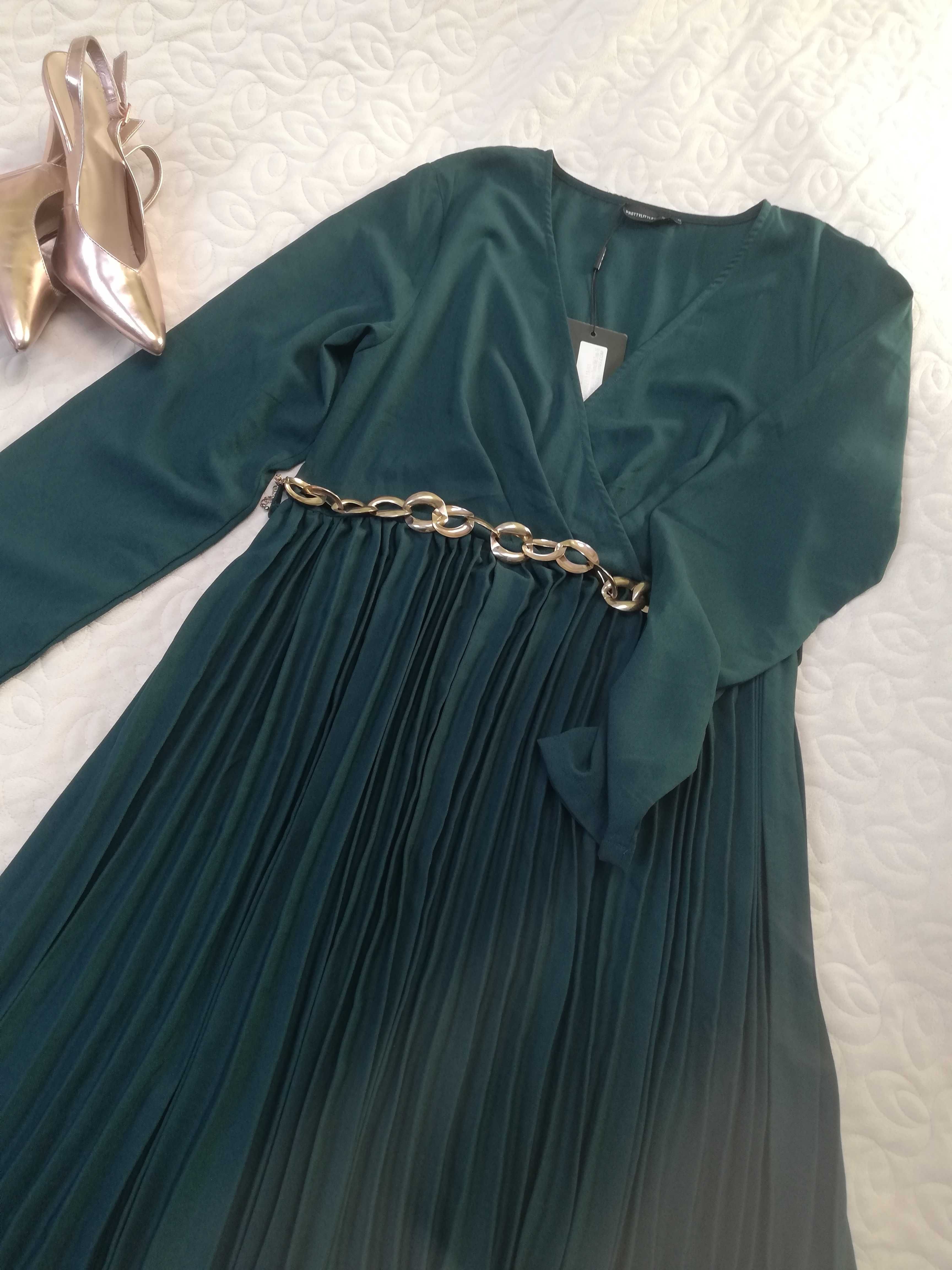 Prettylittlething sukienka plisowana maxi rozmiar 44 nowa z metką